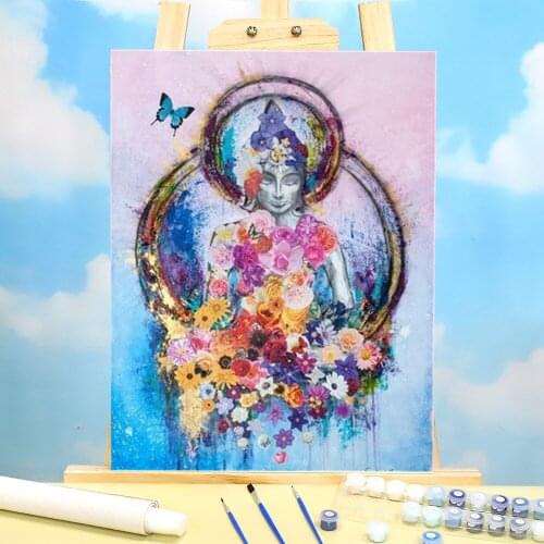 Buddha DIY Paint By Numbers Kit Oil Paints 40*50 Canvas Pictures Home Decor For Kids Wholesale Wall Handiwork