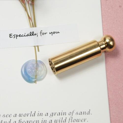 1 Piece of Retro Diy Cylindrical Stamp Retro Wax Stamp Small French Code Full Copper Fire Lacquer Stamp for Scrapbook Diary Tool