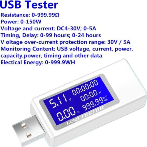 KWS-1705A Mini USB Tester Current Voltage Digital Detector Mobile Power USB Charger Tester Meter LCD Digital