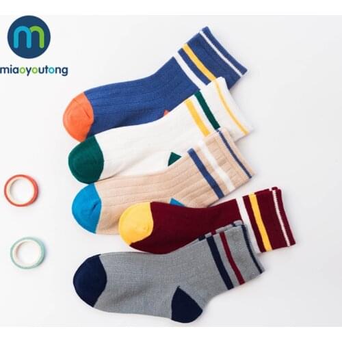 5 pair High Quality Stripe Plain Color Cotton Baby Girl Socks Newborn Baby Boy Socks Kids Toddler Floor Socks Miaoyoutong