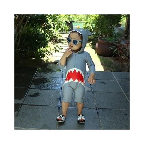 Kids Long Sleeve Swim Bathing boy kid swimsuit child Baby Cute Shark Cartoon Cosplay Swimwear Swimsuit Beach