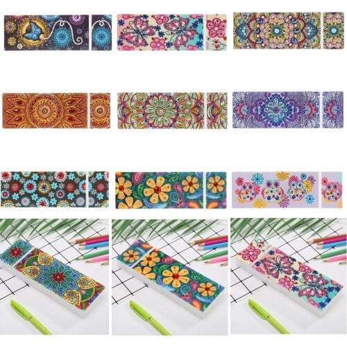 VODOOL Pencil Box DIY Special Shaped Diamond Painting Pencil Case 2 Grids School Office Stationery Jewelry Storage Box Kids Gift