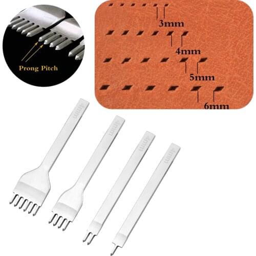 3/4/5/6mm Leather Hole Punches Lacing Stitching Punch Craft Tools Lacing Stitching Tool Hand-stitched Steel Linger Tools