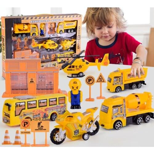 Car Toy Inertia Pull Back Simulation Engineering Vehicle Aircraft Model Kid Gift for Children Learning Accessories