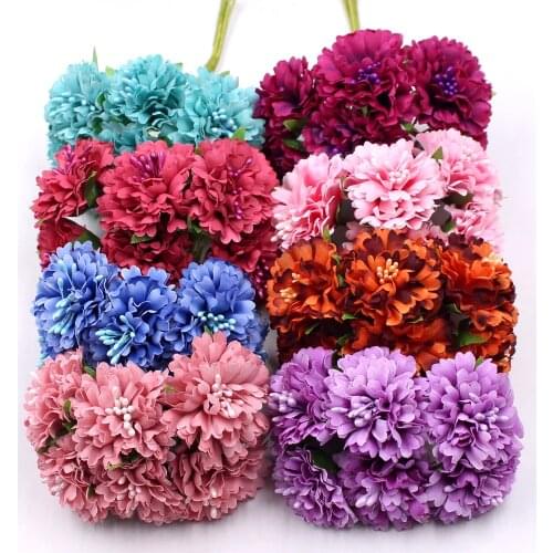 Marigold 6pcs/bunch 3.5cm mini daisy flower bouquet artificial flower wedding decoration diy craft home decoration accessories