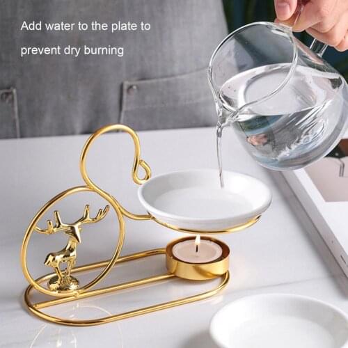 Wear-resistant Useful Romantic Ceramic Essential Oil Burner Nice-looking Tealight Candle Holder Widely Applied for Home