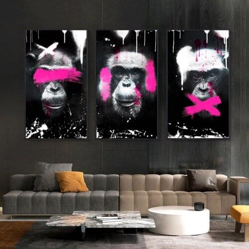 Animal Painting Funny Gorilla Canvas Oil Paintings Wall Art Posters and Print Canvas Prints for Living Room Decoration