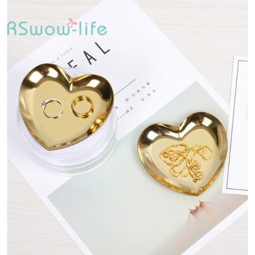Nordic Electroplating Stainless Steel Heart-shaped Jewelry Tray Jewelry Display Storage Tray Jewelry Organizer Cosmetic Tray
