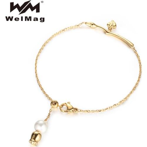 WelMag Magnetic Copper Bracelets For Women Health Energy Magnetic Bangles Vintage Flower Pattern Adjustable Jewelry 2021