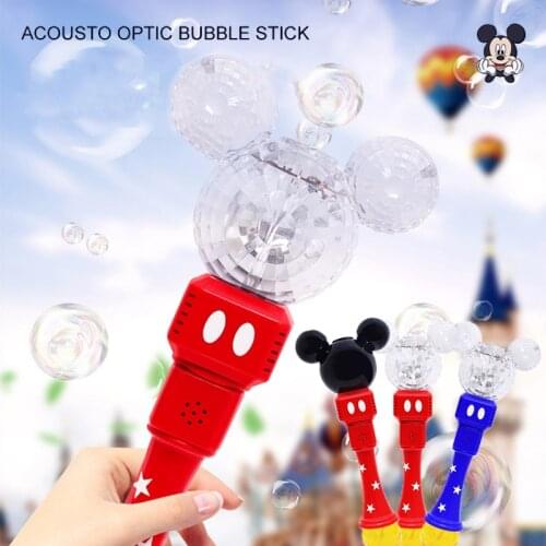 New Disney Girls Cute Cartoon Automatic Bubble Blower Machine Toys Boys Mickey Minnie Mouse Outdoor Toy Baby Bath Toys Kids Gift