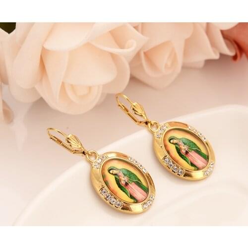 Cute cz gold drop Earrings rhinestone Crystal Mary for Girls Women Fashion Earrings Bijoux gifts charms mother gift