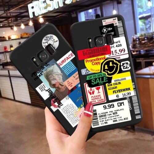 Fashion Art Retro Bar Code Label Funny Men Women TPU soft phone case for Samsung Galaxy S8 S9 S10PLUS S10Lite S20ULTRA S21ULTRA