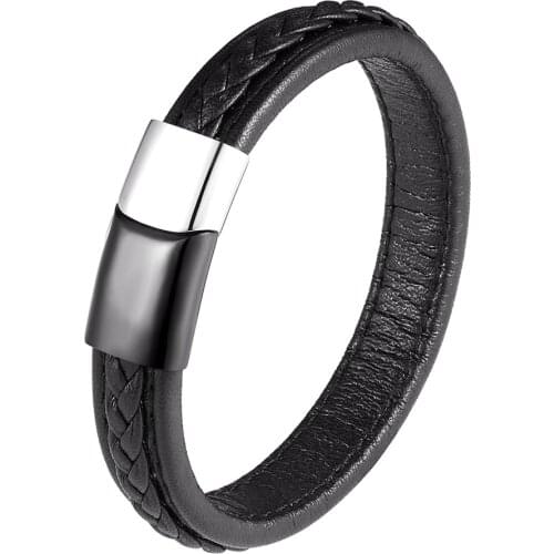 New Era Glamour Fashion Leather Bracelet Women Handmade Stainless Steel Bracelet Magnetic Buckle Mens Bracelet Optimal Gifts