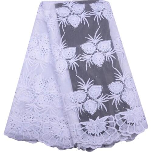 Milk Silk Nigerian Lace Fabrics For Wedding Dress African French Lace Fabric High Quality Guipure Lace With Rhinestones S1516