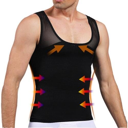 Mens Compression Shirt Undershirt Waist Trainer Slimming Tank Top Workout Vest Abs Abdomen Slim Body Shaper