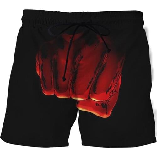 Summer novelty beach shorts 3D printed anime shorts Funny fist print shorts Men casual sports shorts Hip hop Plus size swimwear