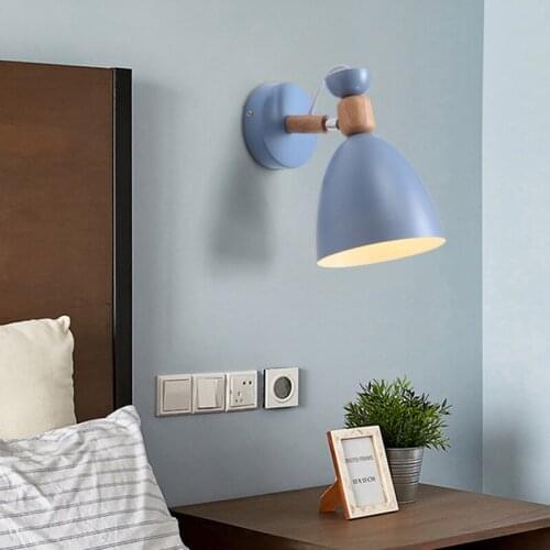 Nordic Led Bedside Wall Lamp Modern Colorful Metal Shade Wall Light Background Stairs Corridor Study Bedroom Mirror Decor Sconce