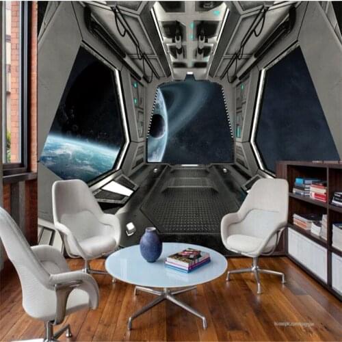 Custom Cool 3D Spaceship Hatch Photo Wallpapers Papel De Parede Restaurant Bar KTV Industrial Decor Mural Space Wall Paper 3d