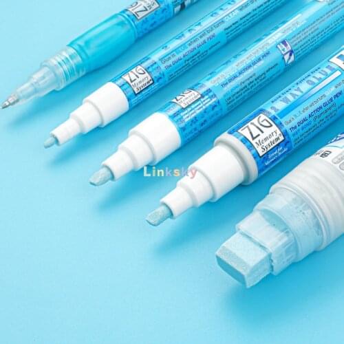 Kuretake ZIG Memory System 2 Way Glue Pens, 1mm 2mm 4mm 15mm ,AP-Certified,Non-toxic Colored Glue Pens DIY Tool