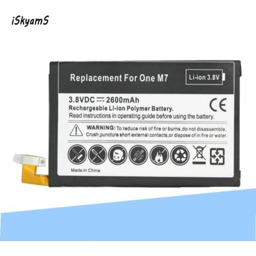 ISkyamS 1x 2600mAh Replacement Li-Polymer Battery For HTC One M7 801E 801S 801N 802D 802W 802T BN07100 HTL22 One J