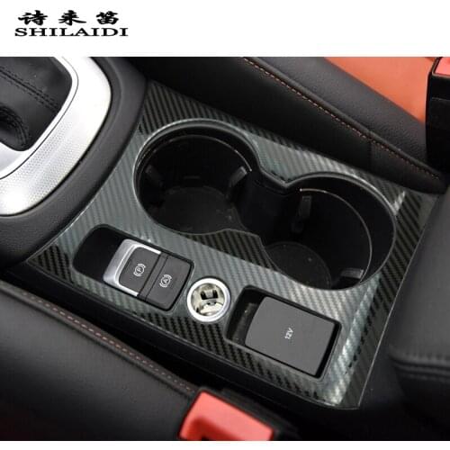 Car Styling Carbon fiber For Audi Q3 Center Console Electronic Handbrake Water Cup Holder Panel Buttons Interior Covers Stickers