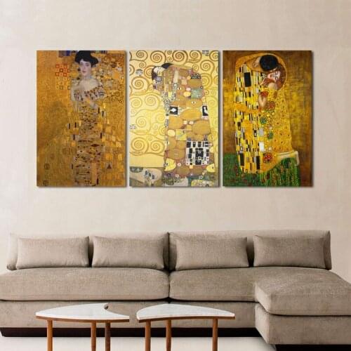 The Kiss by Gustav Klimt Canvas Painting Fine Art Prints Wall Picture For Living Room Home Decor Valentines Day Gift