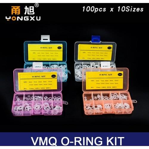 Thickness 1.5/1.9/2.4/3.1/1.8/2.65mm Rubber O Ring Seal Silicone VMQ Sealing O-rings Washer o-ring set Assortment Kit Box