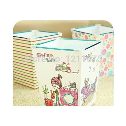 2PCS/LOT+Free Shipping Fashion Creative DIY Foldable Home Waste Bin Good Design Garbage Can