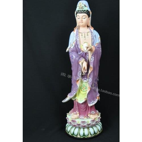 29 inch painted gold Guanyin Guanyin Buddha Buddha put Ephraim art collections as high-grade Western Sam