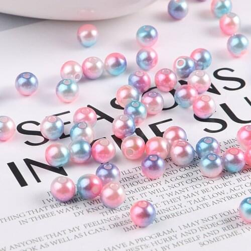3/4/5/6/8mm Multicolor With holes Round Imitation Garment Pearl For DIY Art Necklace Fashion Jewelry Making Accessories 11