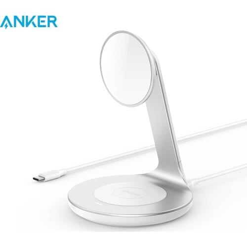 Anker Wireless Charger, PowerWave Magnetic 2-in-1 Stand with 4 ft USB-C Cable, Wireless Charging Station for iPhone 12/12 Pro