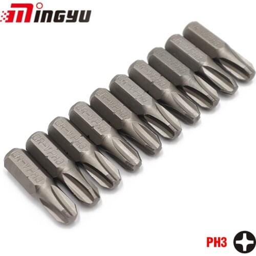 10Pcs 1/4" 25mm Phillips PH3 Screwdriver Bit Set Repair Tools ScrewdriversKit Hex Shank Drill Bit For Power Household Hand Tools