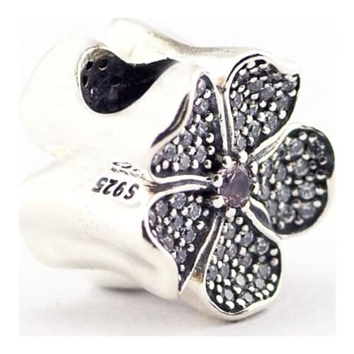 Popular Beads For Jewelry Making Sparkling Apple Blossom Charm Fit Beaded Chains Bracelets For Woman DIY Sterling Silver Jewelry