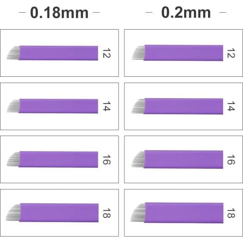 10/20 Extremely Thin 0.18mm/0.2mm Nano Tattoo Needle Blade 12/14/16/18 Flex Curved Microblading For Permanent Makeup Eyebrow Pen