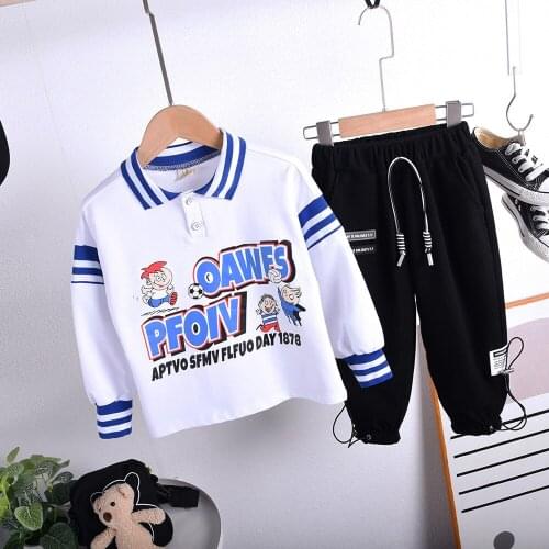 Children Boys Girls Cotton Clothing Sets Fashion Baby Gentleman Lapel T-Shirts Pants 2Pcs/Sets Spring Autumn Toddler Tracksuits