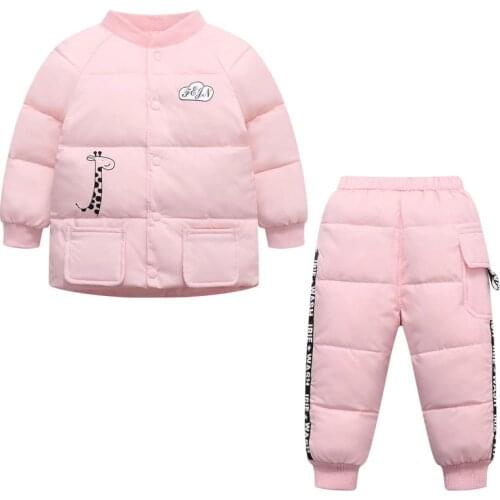 Childrens suit boys and girls new winter thickened warm clothing infant baby down jacket cotton trousers childrens clothing wh