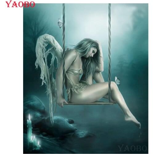 Fantasy art,diy diamond embroidery crying angel diamond painting full drill square 5d cross stitch mosaic picture of rhinestones