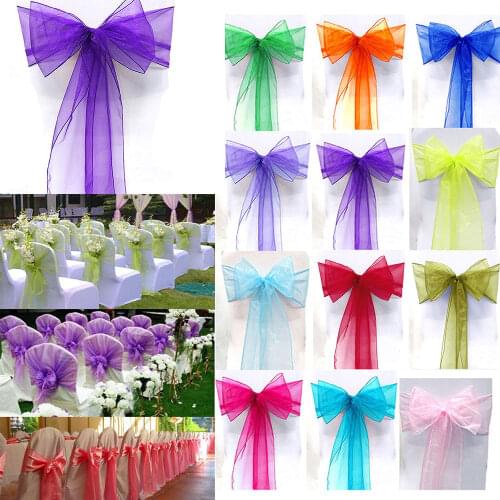 Hot Sale Organza Chair Sashes Bow Cover Chair Back Sashes Tulle For Weddings Events & Party Banquet Christmas Bow Decoration