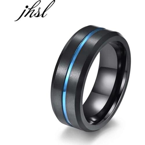 JHSL High Quality Tungsten Man Male Men Rings Black Color Fashion Jewelry Anniversary Christmas Gift Size 7 8 9 10 11 12