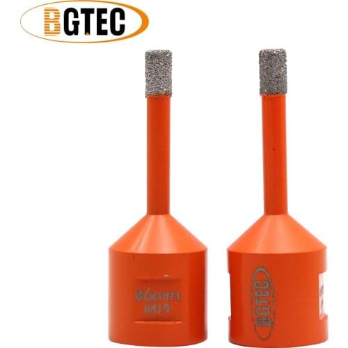 BGTEC 2pcs 6mm Vacuum Brazed diamond drilling bits porcelain tile Drill core bits M14 thread granite, marble hole saw Crown