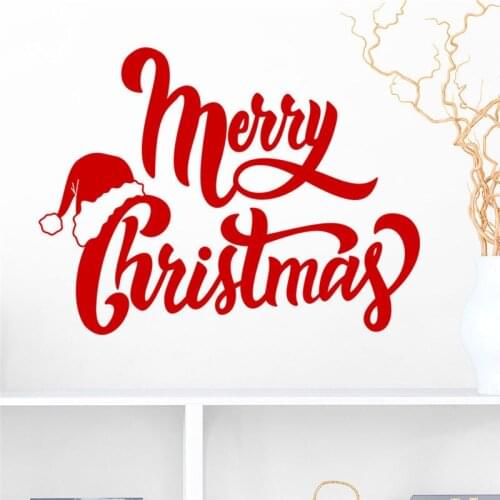 Creative Merry Christmas Quotes Wall Stickers For Store Home Decor Diy Window Decal Xmas Festival Vinyl Wall Mural Art