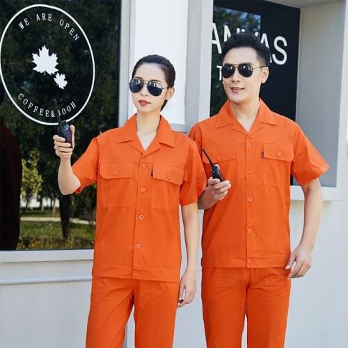 100% Cotton Summer Work Clothing Men Women Breathable Thin Auto Repair Uniforms Factory Workshop Service Labor Workder Coveralls