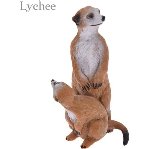 Lychee Life Simulation Meerkat Miniatures Artificial Animal Design Model Ornaments Home Micro Decoration
