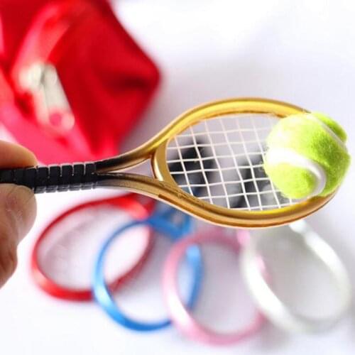 1set Simualtion 1:6 /1:12 Miniature Children Garden Mini Tennis Racket & Ball Gift Doll House Dollhouse Accessory