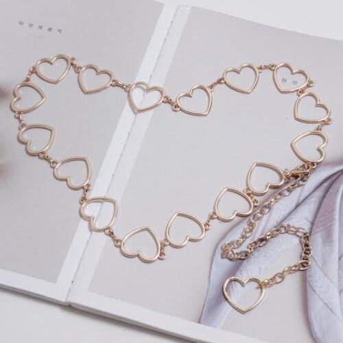 Fashion New 1 Pc Women Sexy Waist Belt Heart Shape Body Chain No Buckle Fashion womens Dress Waist Chain Metal Chains