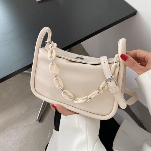 Fashion Exquisite Shoulder Crossbody Bags for Women 2021 Casual Hand Bags Ladies Leather Textured Chain Bag