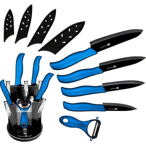 Ceramic Knife 3 4 5 6 inch Kitchen Knives Set Peeler Zirconia Black White Blade Fruit Chef Knife Vege Cook Tool Stand Cover Case
