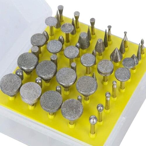 50Pcs 1/8"Shank Diamond Coated Grinding Head Grinding Burrs Set for Dremel Rotary Tools Abrasive Tools