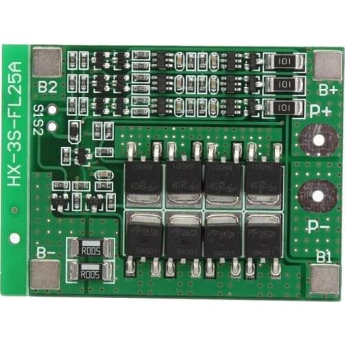 3 series 12V18650 lithium battery protection board 11.1V 12.6V with balanced 25A overcurrent overcharge and overdischarge protec