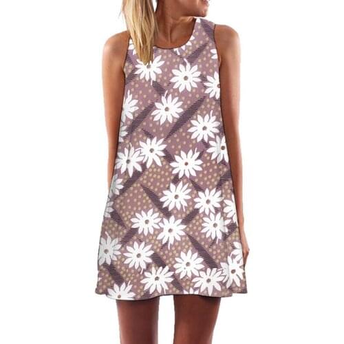 O-Neck Sleeve A-Line Dress Chrysanthemum 3D Digital Printing Fashion Dress Women Beach Holiday Sundress Ladies Slim Dress